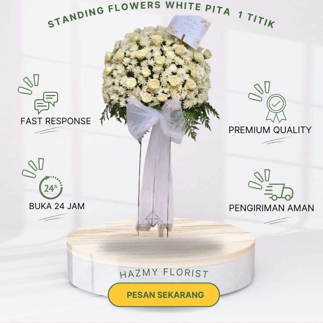 Standing Flowers White Pita 1 Titik