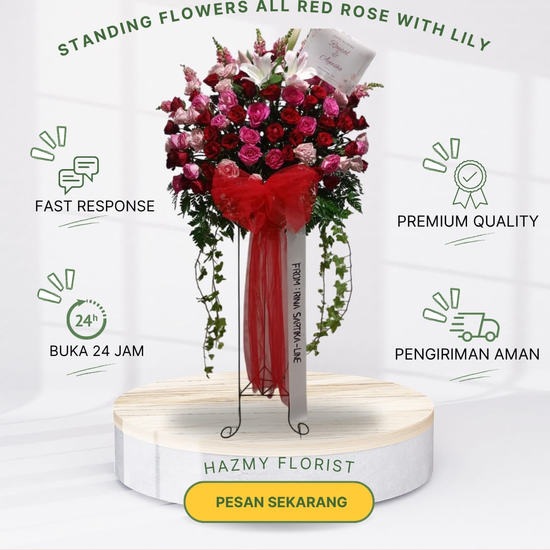 Standing Flowers All Red Rose With Lyly